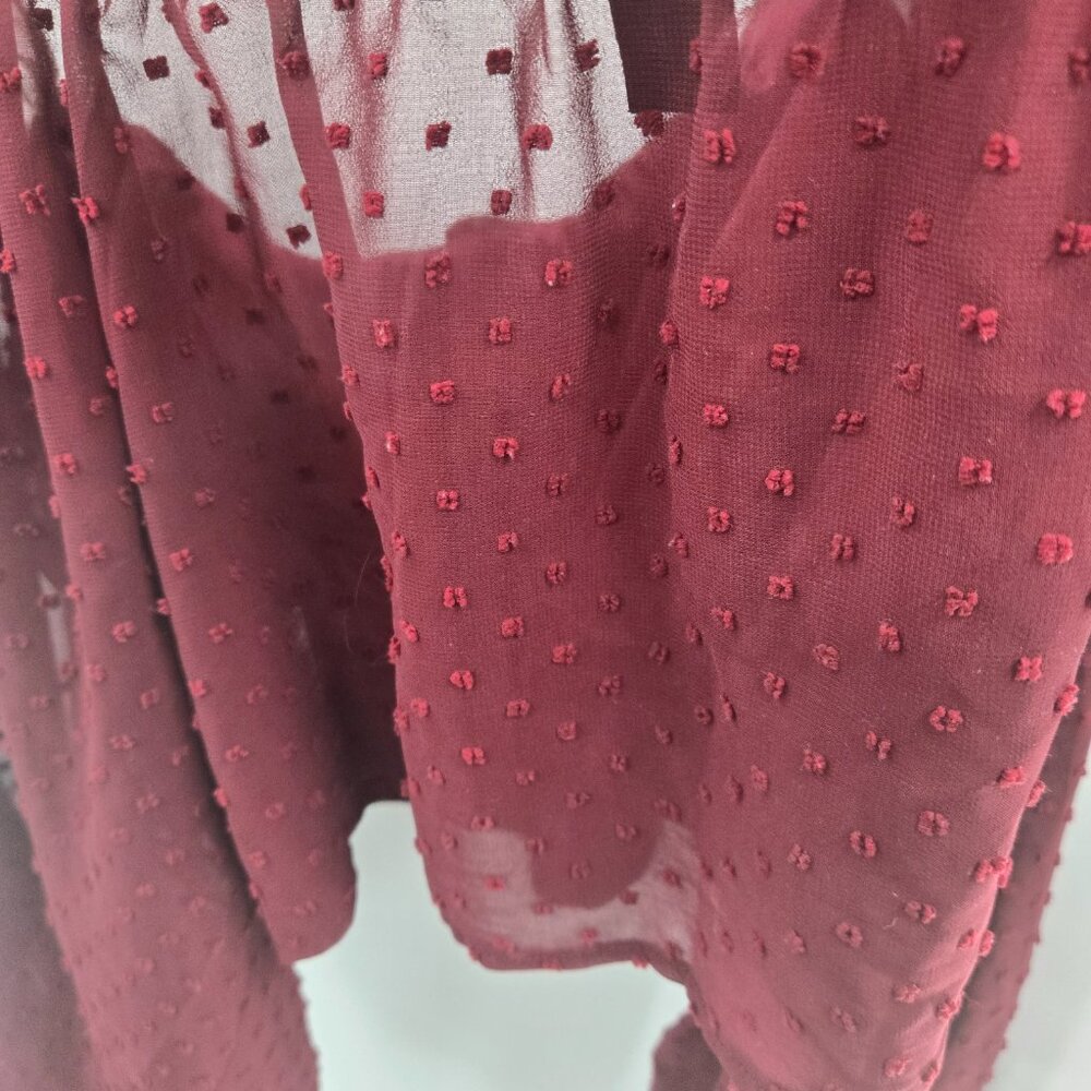 Shein Curve Cropped Burgundy Swiss Dots Blouse 2xl - Picture 10 of 14